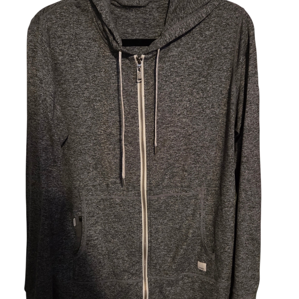 Women's Gray Zip-Up Vuori Hoodie. Original Style With Small Side Zip Pocket